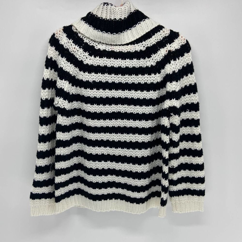 Catherine Malandrino Black White Stripe Knit Cowl neck Sweater NWT womens S - Picture 2 of 5